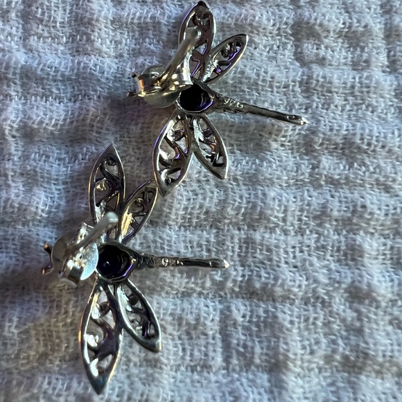 Natural African Amethyst Dragonfly Earrings - Picture 5 of 6